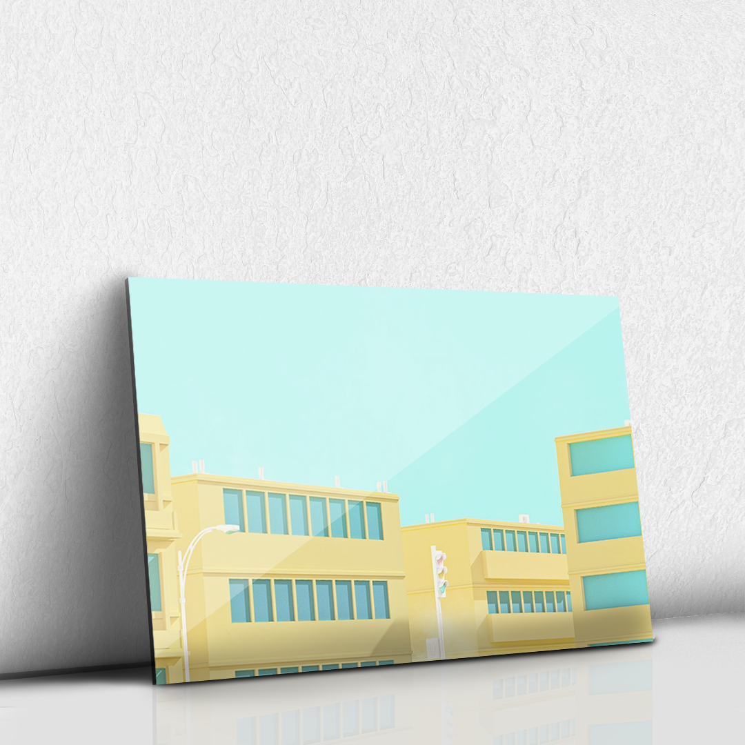 Edificio azul amarillo