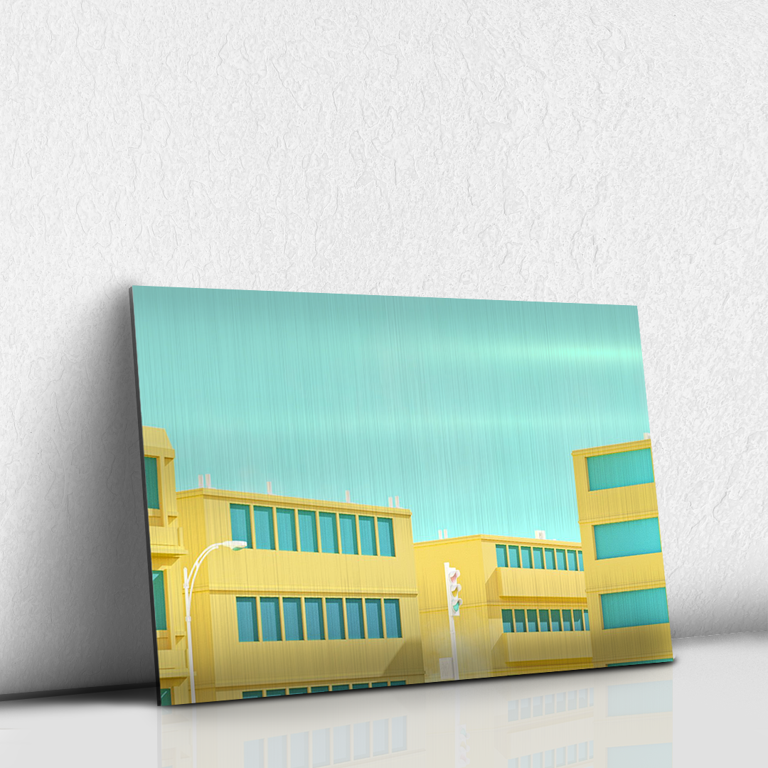 Edificio azul amarillo